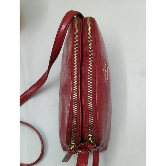 Kate Spade New York Red Patent Leather Zipper Closure Crossbody Bag - Picture 9 of 16